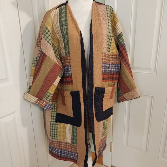 3751 Size XL / 1X Long Quilted Bog Coat In Red and Blue,Green, Brown. - Picture 2 of 9